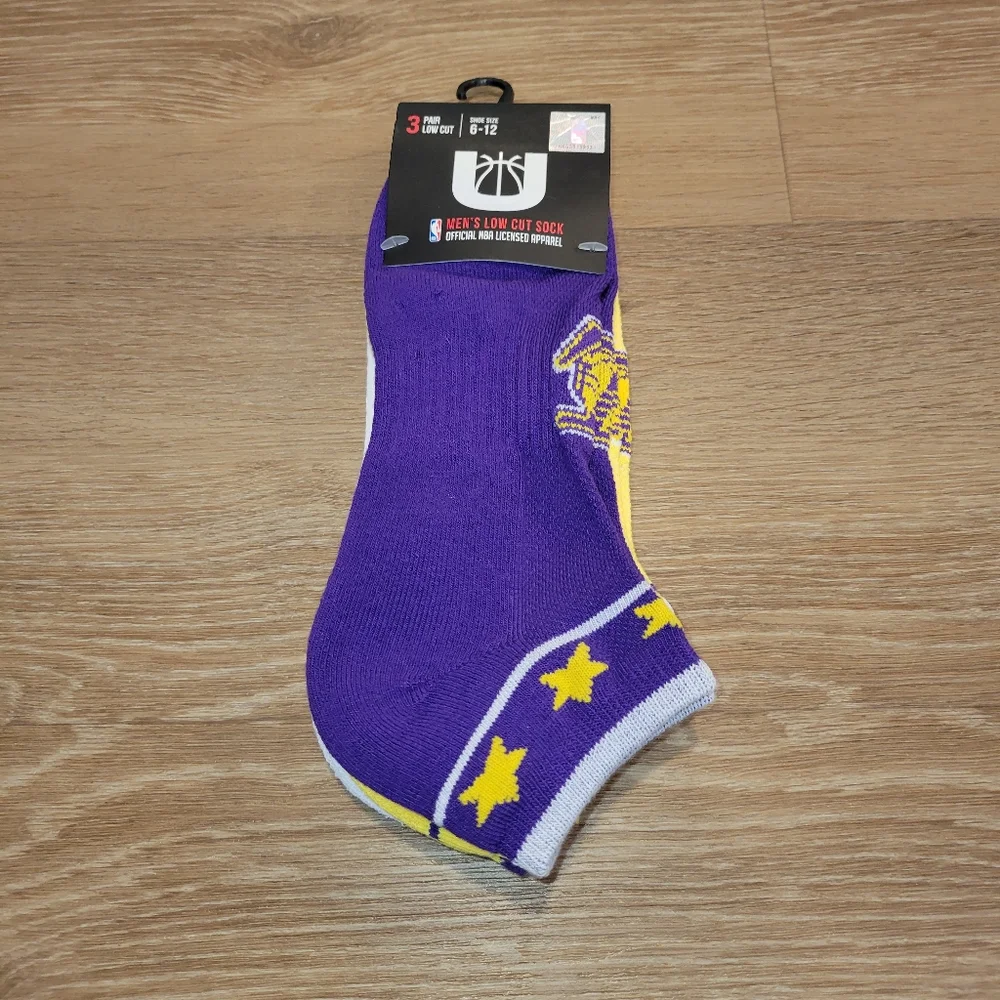 NBA Los Angeles Lakers Mens Low Cut Socks 3 Pair Size 6-12 New
